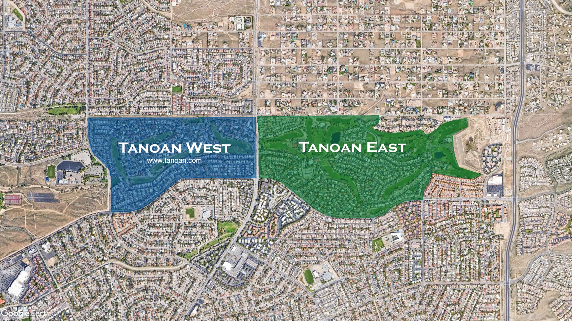 Satellite map of Tanoan West and Tanoan East